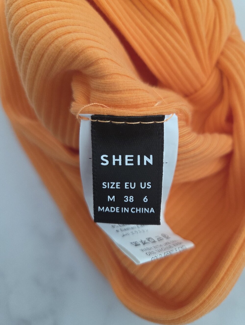 SHEIN Orange Ribbed Twist Front Crop Top Medium - Picture 12 of 12